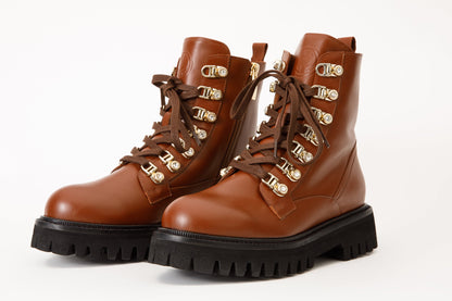 The Russel Brown Leather Lace-Up Ankle Women Boot Final Sale!