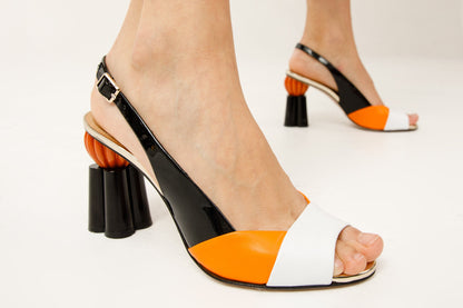 The Rize Multicolor Pumpkin Heel Leather Women Sandal