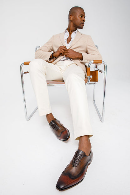 The Royal Hand Craft Burgundy Wingtip Oxford Men Shoe