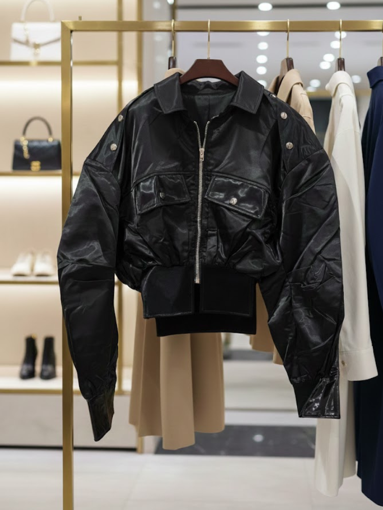 Black Motorcycle Style Jacket For Women, East Village, BYMANYC New York.