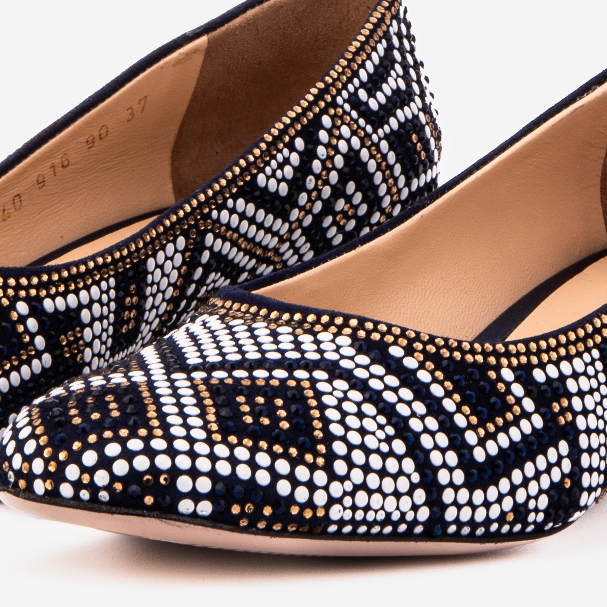 The Nampula Navy Crystal-Embellished Leather Women Pump