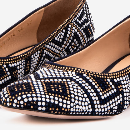 The Nampula Navy Crystal-Embellished Leather Women Pump