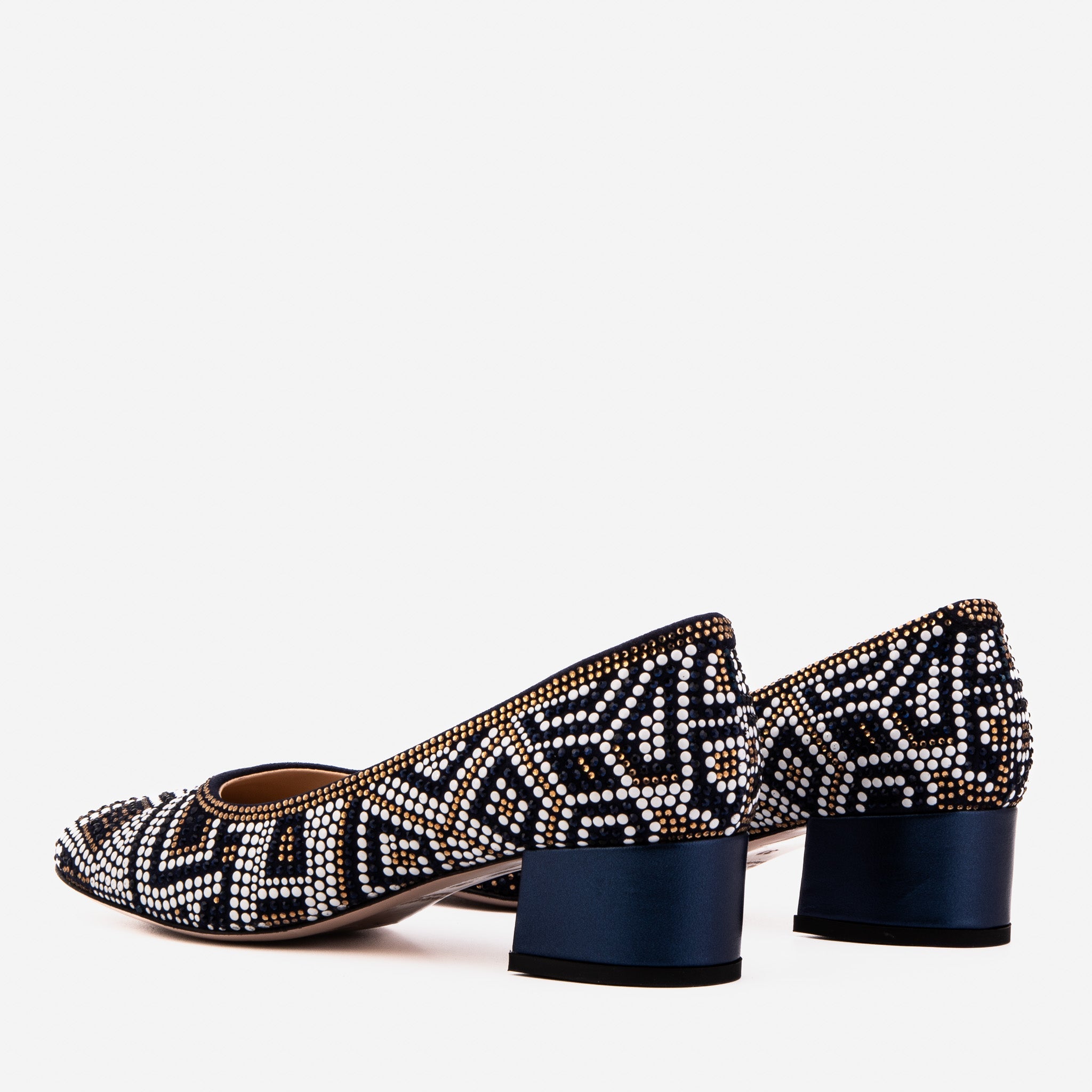 The Nampula Navy Crystal-Embellished Leather Women Pump