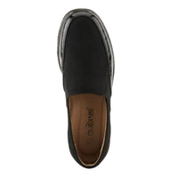 Thumbnail for Black and white leather FLEXUS EDME Shoes with cushioned insole and flexible rubber outsole