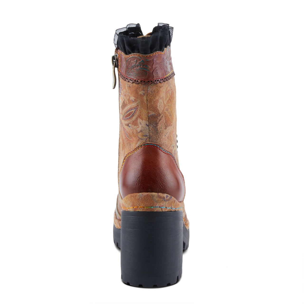  Side view of L'ARTISTE ELAINETEN BOOTS with vintage-inspired design and hand-painted accents