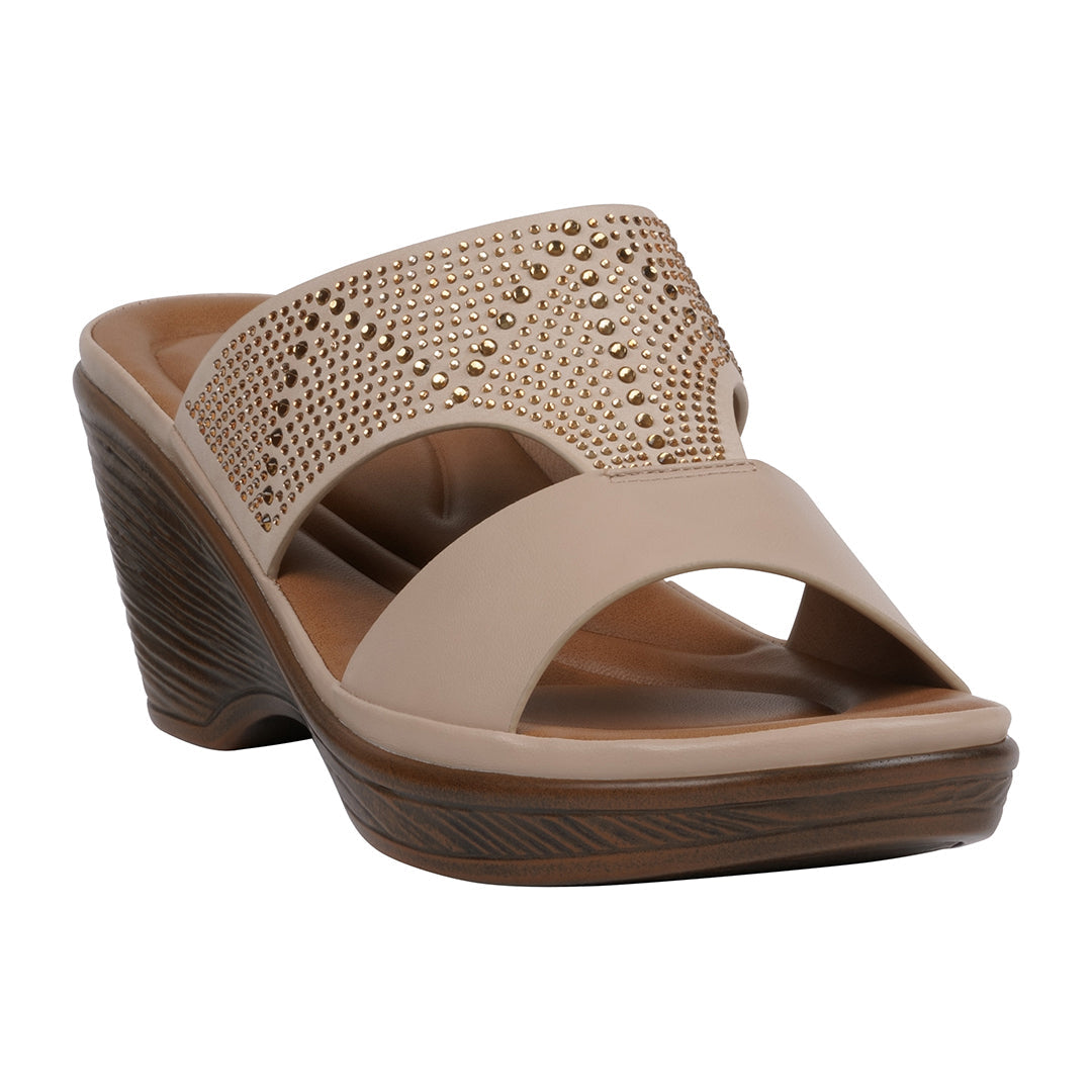 GC Shoes Women's Everi Nude Wedge Sandals