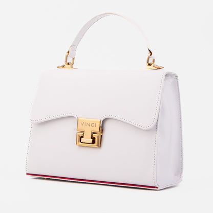 The Ege White Leather Handbag