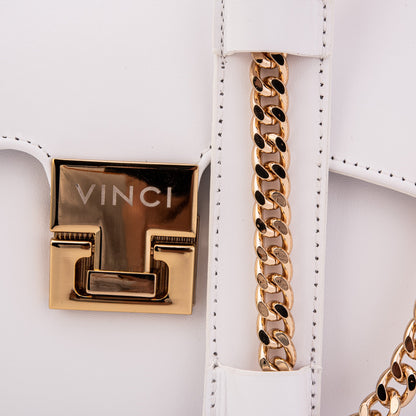 The Ege White Leather Handbag