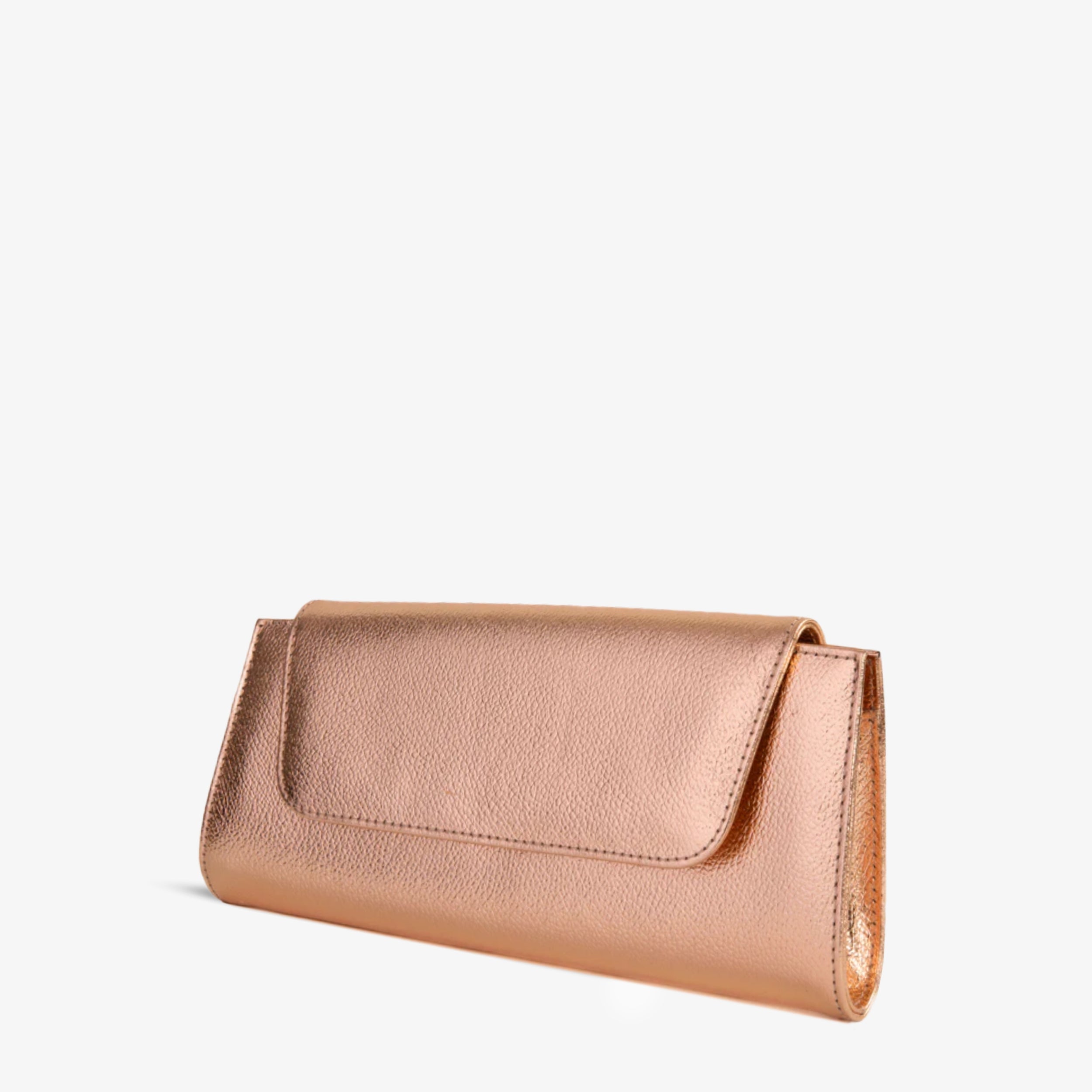 Vinci Leather Shoes The Ege Rose Gold Leather Clutch