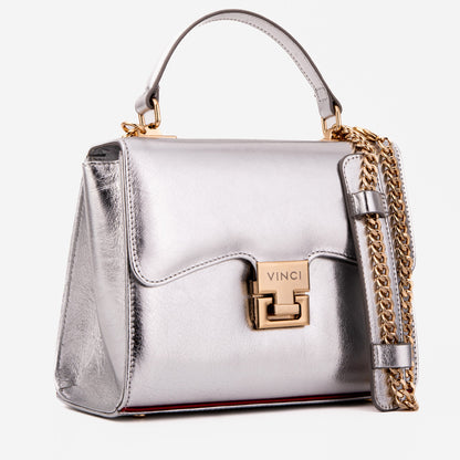 The Ege Silver Leather Handbag