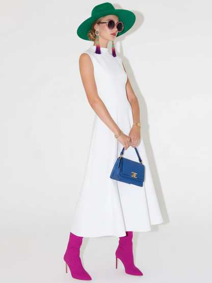 Elegant Sleeveless High-Waist A-Line Dress For Women, Upper West Side, BYMANYC New York.