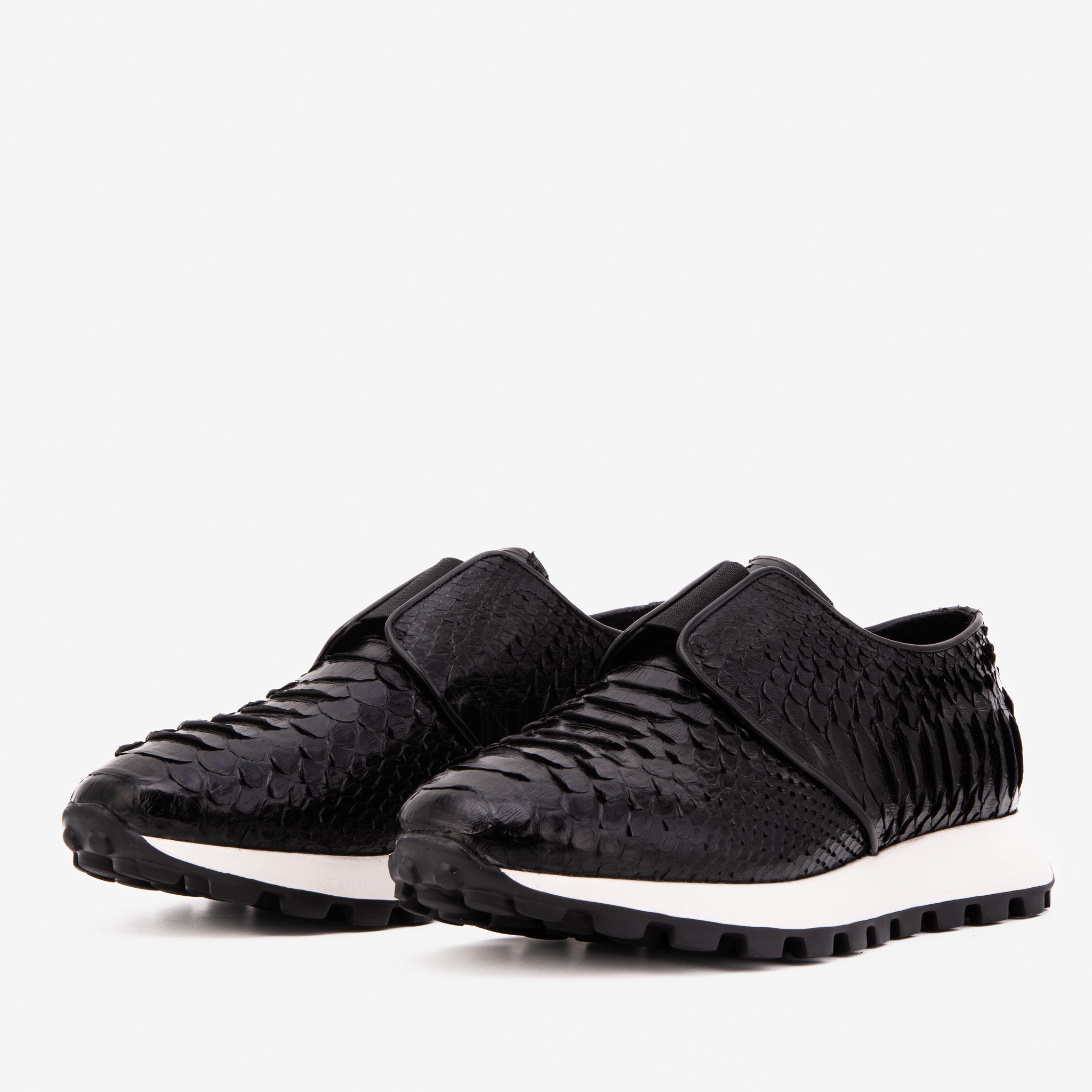 The Obsidian Black Python Leather Men Sneaker