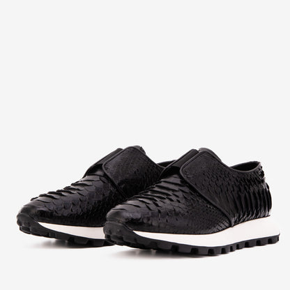 The Obsidian Black Python Leather Men Sneaker
