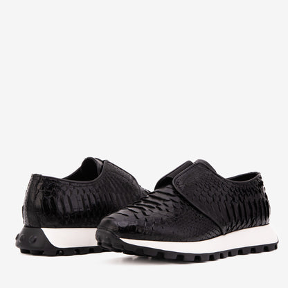 The Obsidian Black Python Leather Men Sneaker