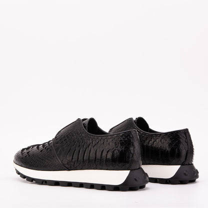 The Obsidian Black Python Leather Men Sneaker