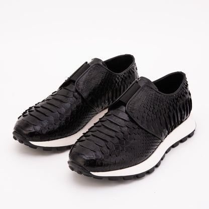 The Obsidian Black Python Leather Men Sneaker