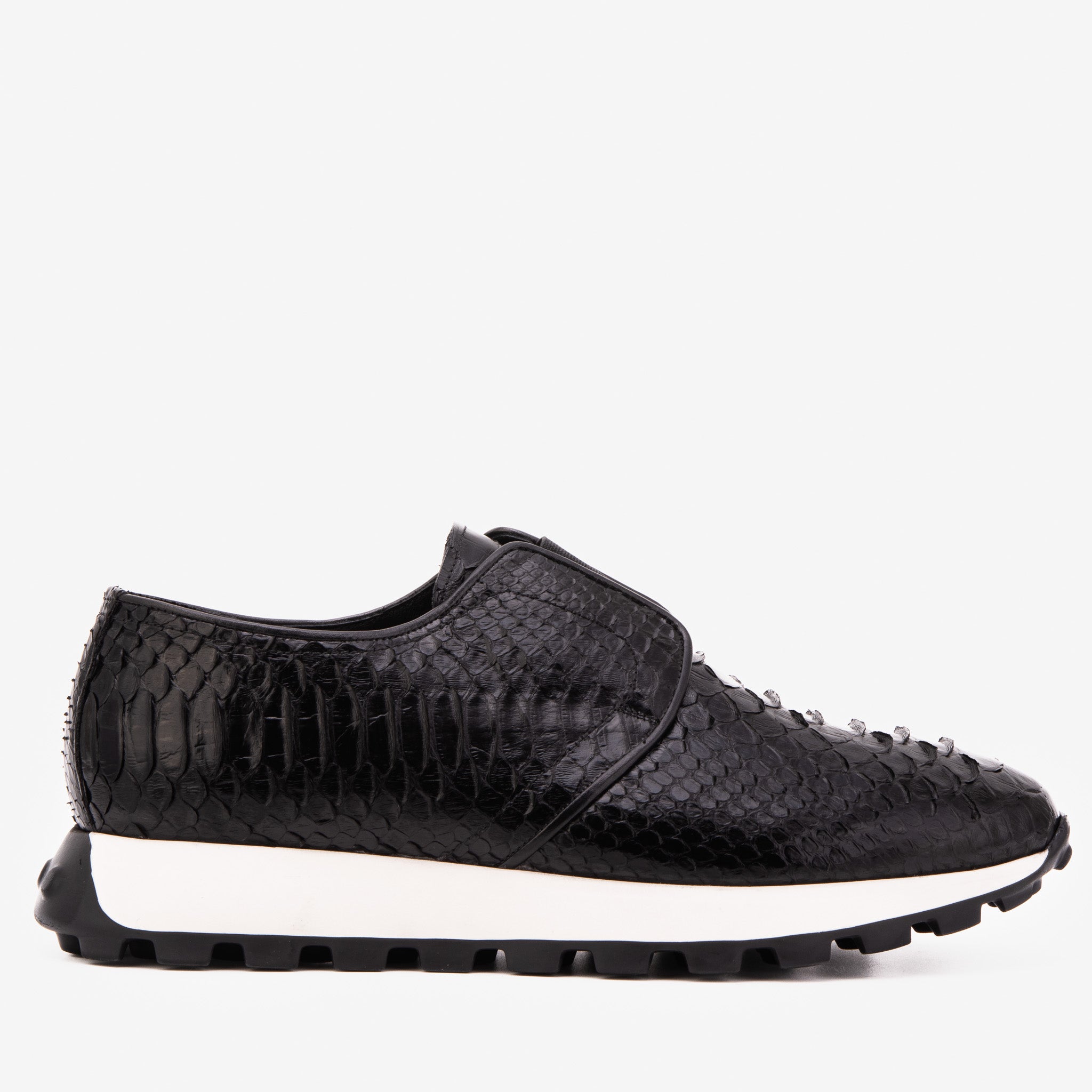 The Obsidian Black Python Leather Men Sneaker