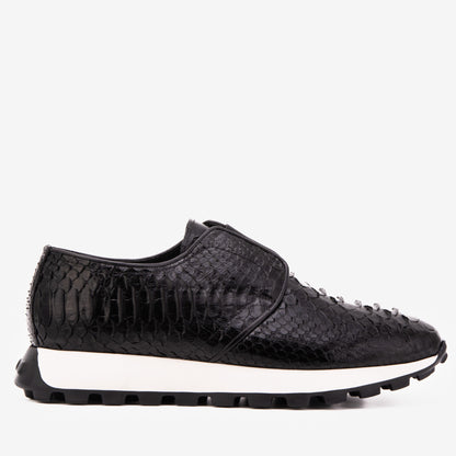 The Obsidian Black Python Leather Men Sneaker