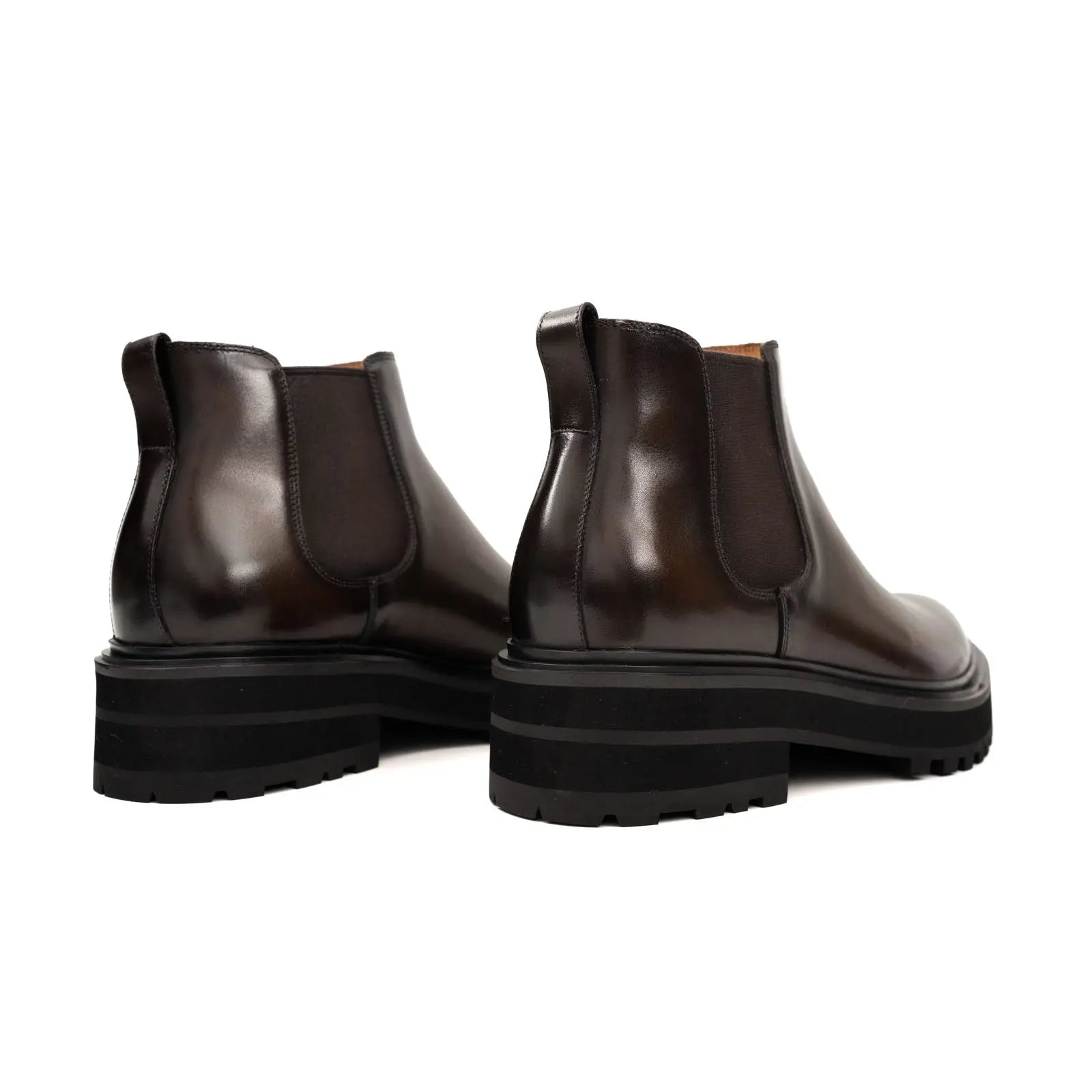 DIVINCH Espresso Leather Platform Chelsea Calfskin Leather Espresso