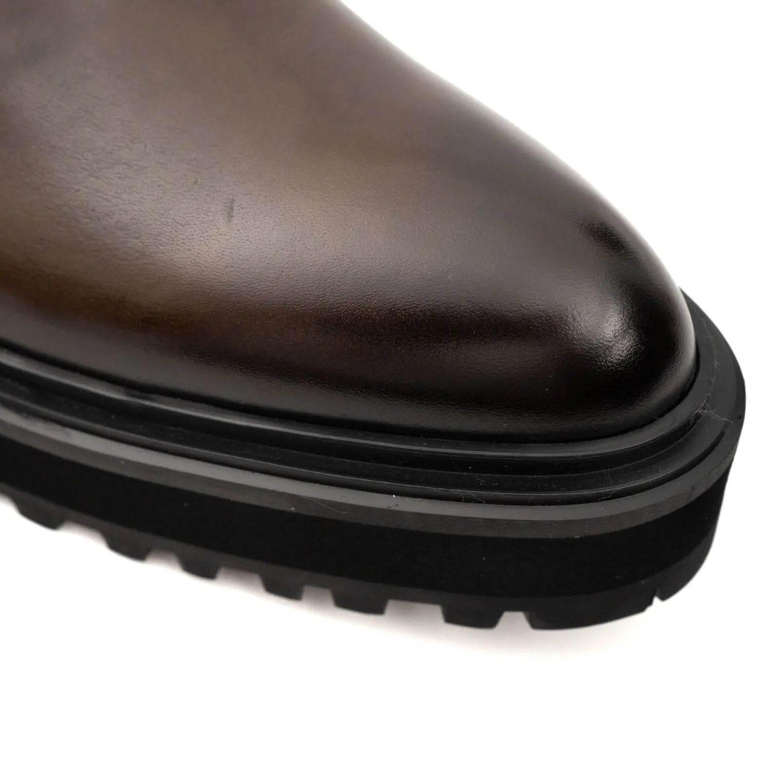 DIVINCH Espresso Leather Platform Chelsea Calfskin Leather Espresso