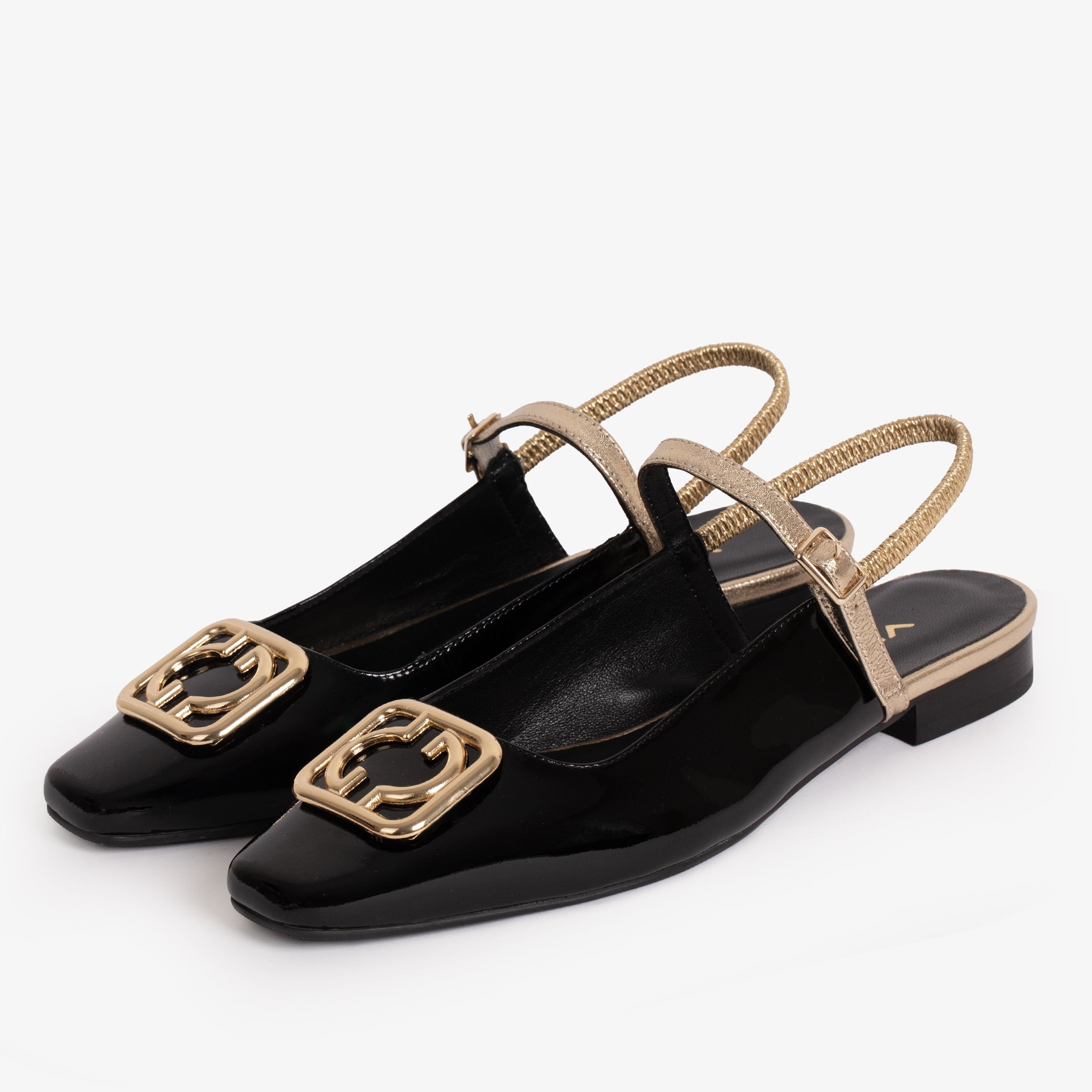 The Rosalinda Black Leather Women Flat Slingback Sandal