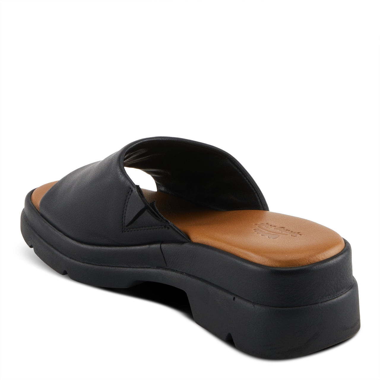Black leather Spring Step Fireisland sandals with cushioned insole and adjustable strap