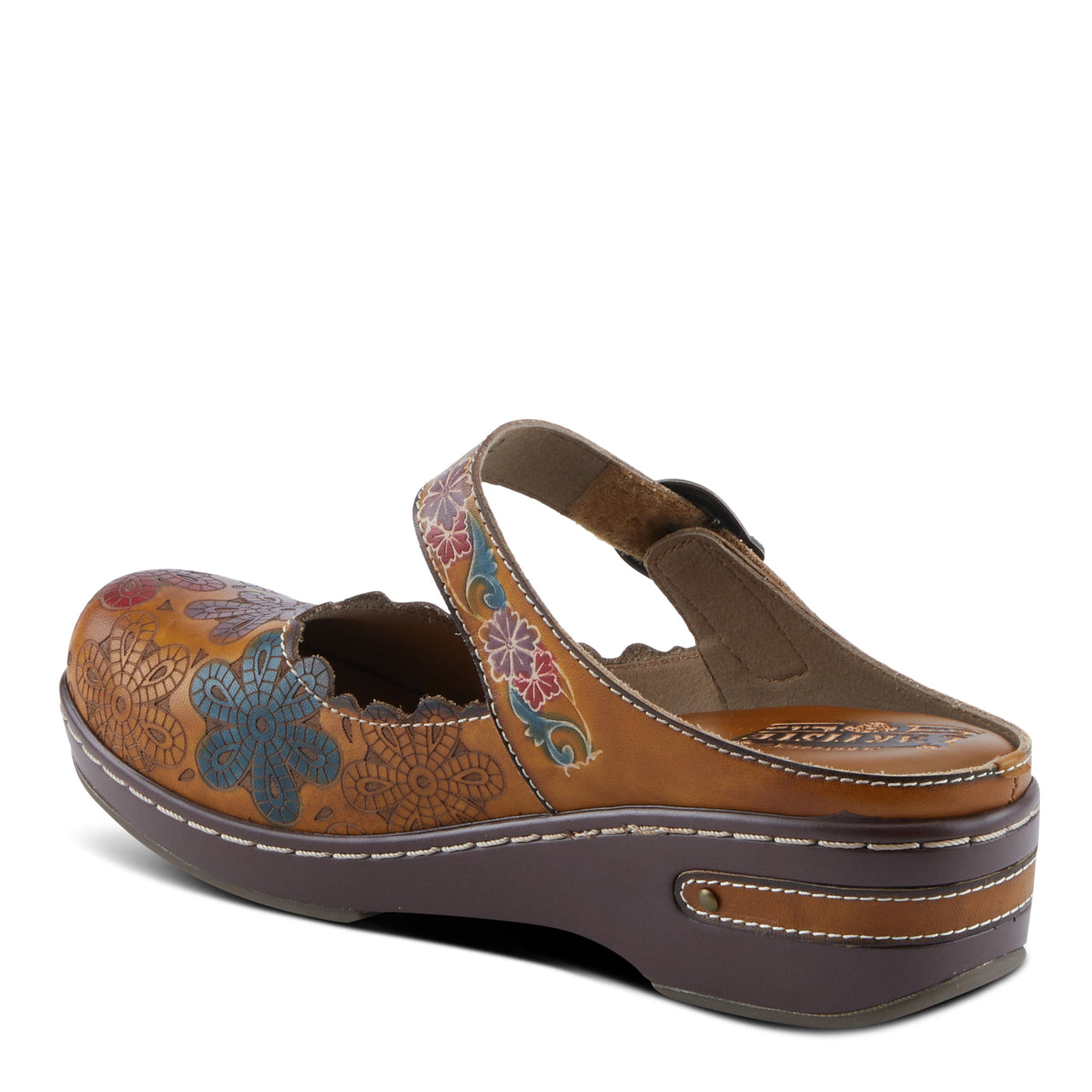 Fashionable L'ARTISTE FLOCHINO CLOGS with round toe and hand-painted finish