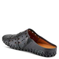 Thumbnail for Black leather slip-on clog shoe with cushioned insole by Spring Step Fusilade