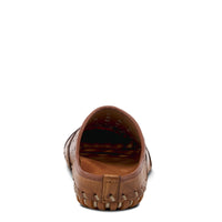 Thumbnail for Black leather slip-on clog shoe with cushioned insole and rubber sole