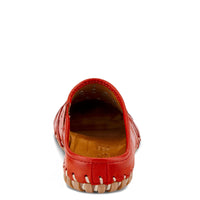 Thumbnail for Black leather slip-on clog shoe with floral embroidered detailing by Spring Step Fusalide