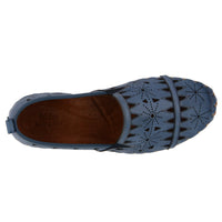 Thumbnail for Black leather loafer shoe with stitching detail and cushioned insole