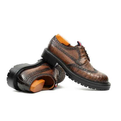 Derby Brogues Men's Genuine Crocodile Leather Coffee