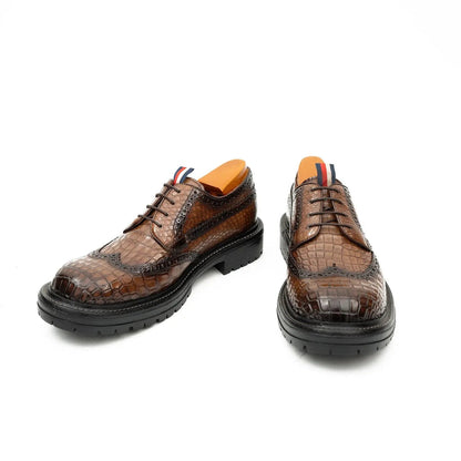 Derby Brogues Men's Genuine Crocodile Leather Coffee