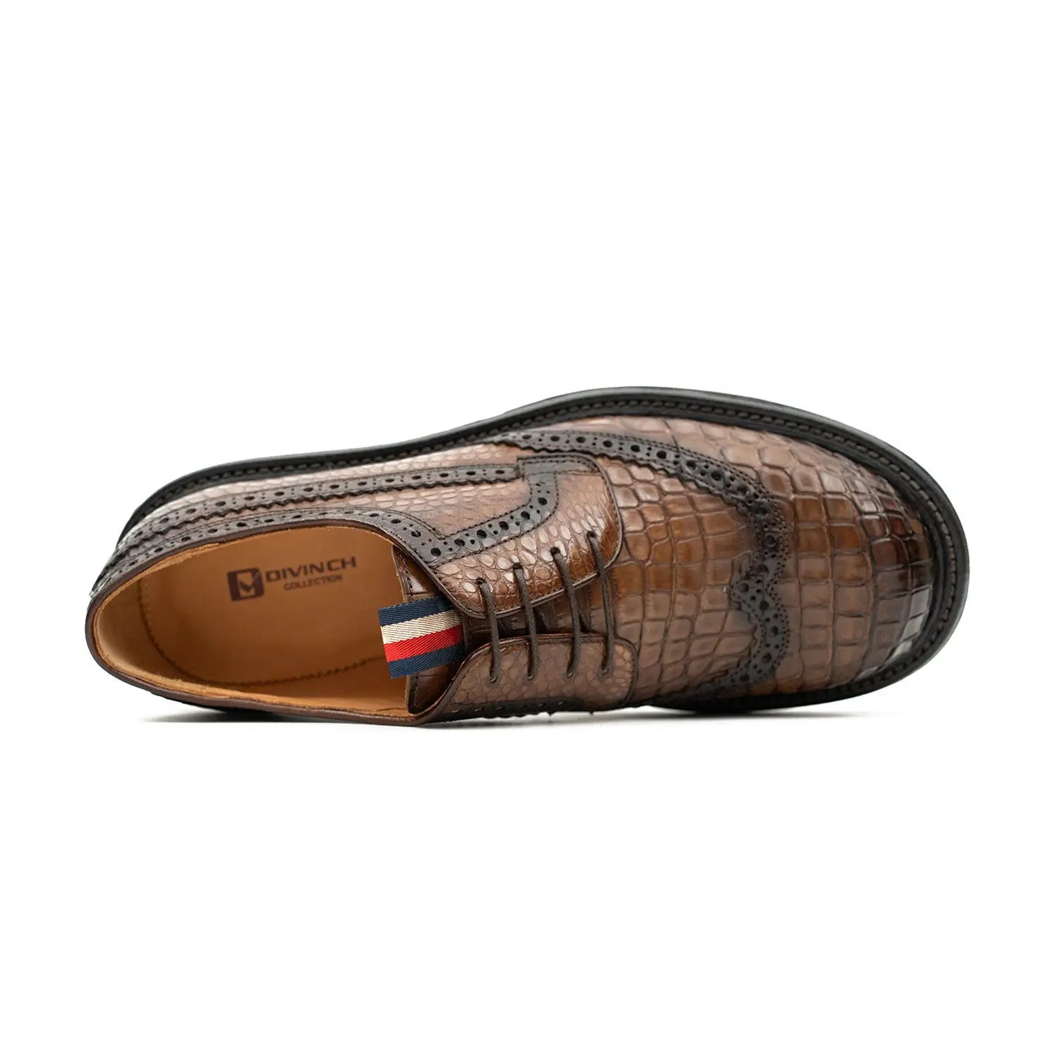 Derby Brogues Men's Genuine Crocodile Leather Coffee