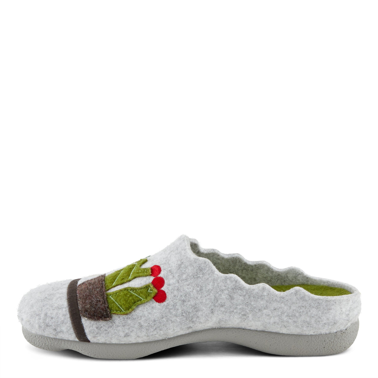 FLEXUS HAPPYCACTUS SLIPPERS in green with cute cactus design and soft fleece lining