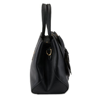 Thumbnail for Elegant L'ARTISTE HB-BLOOM HANDBAG in sleek black with hand-painted floral design and front zip pocket