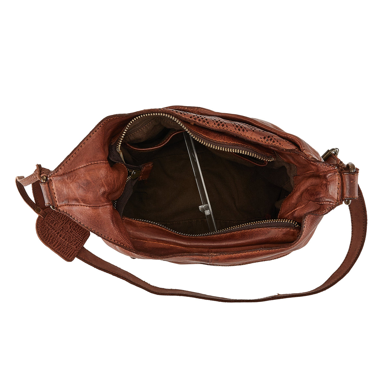 Stylish L'ARTISTE HB-CRESCENT HANDBAG with intricate detailing and adjustable shoulder strap