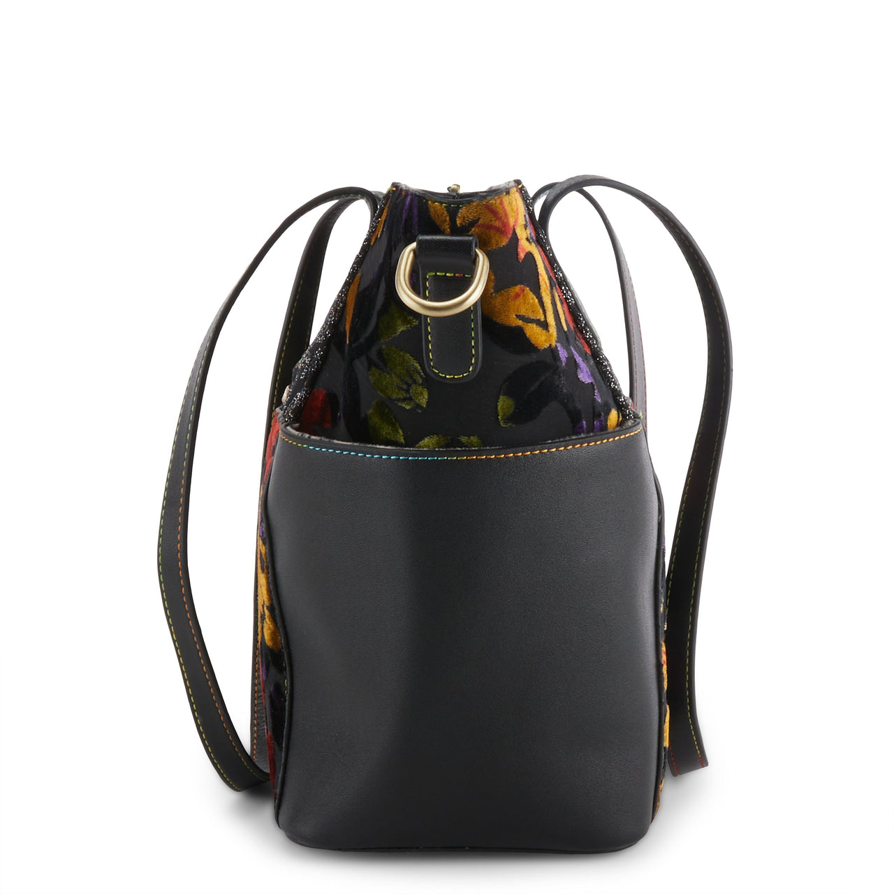 L'ARTISTE HB-FANTOTESTIC HANDBAG featuring intricate hand-painted designs and multiple zippered compartments