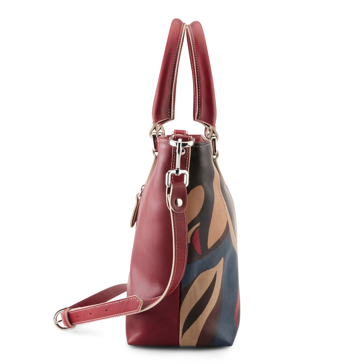 Italian leather handbag with intricate leaf design by L'ARTISTE HB-FOGLIE