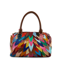 Thumbnail for Beautiful L'ARTISTE HB-PLUMAGE HANDBAG with vibrant feather pattern and leather trim