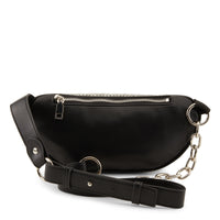 Thumbnail for Stylish black leather handbag with silver studded details and chain strap 