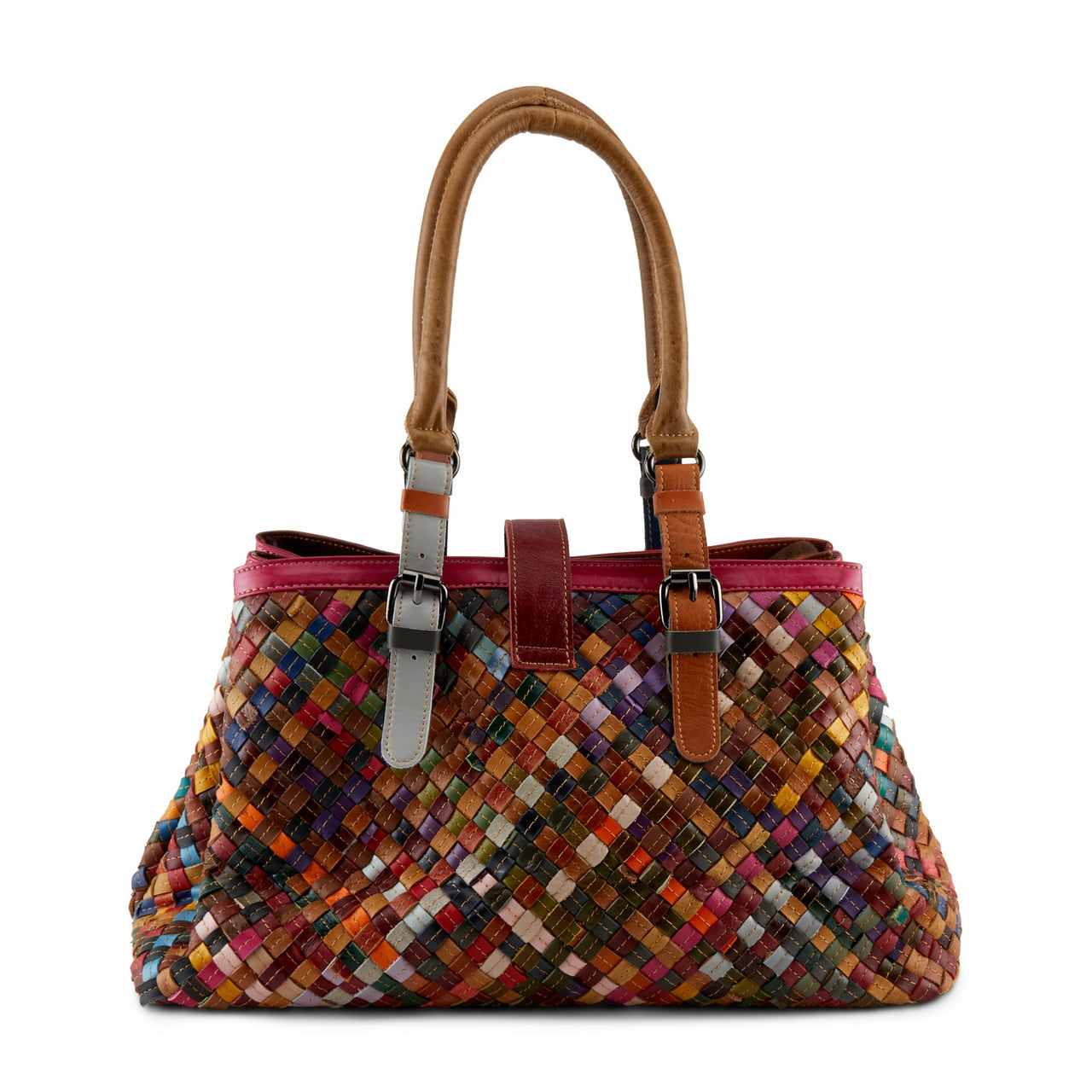 Stylish L'ARTISTE HB-TRIWEAVE HANDBAG with intricate woven design and leather accents