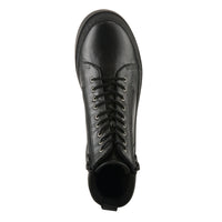 Thumbnail for Black leather Spring Step Hoylein boots with lace-up details and chunky heel