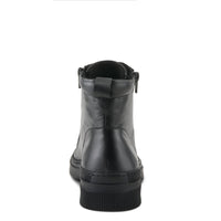 Thumbnail for Black leather lace-up ankle boots with side zipper and cushioned insole