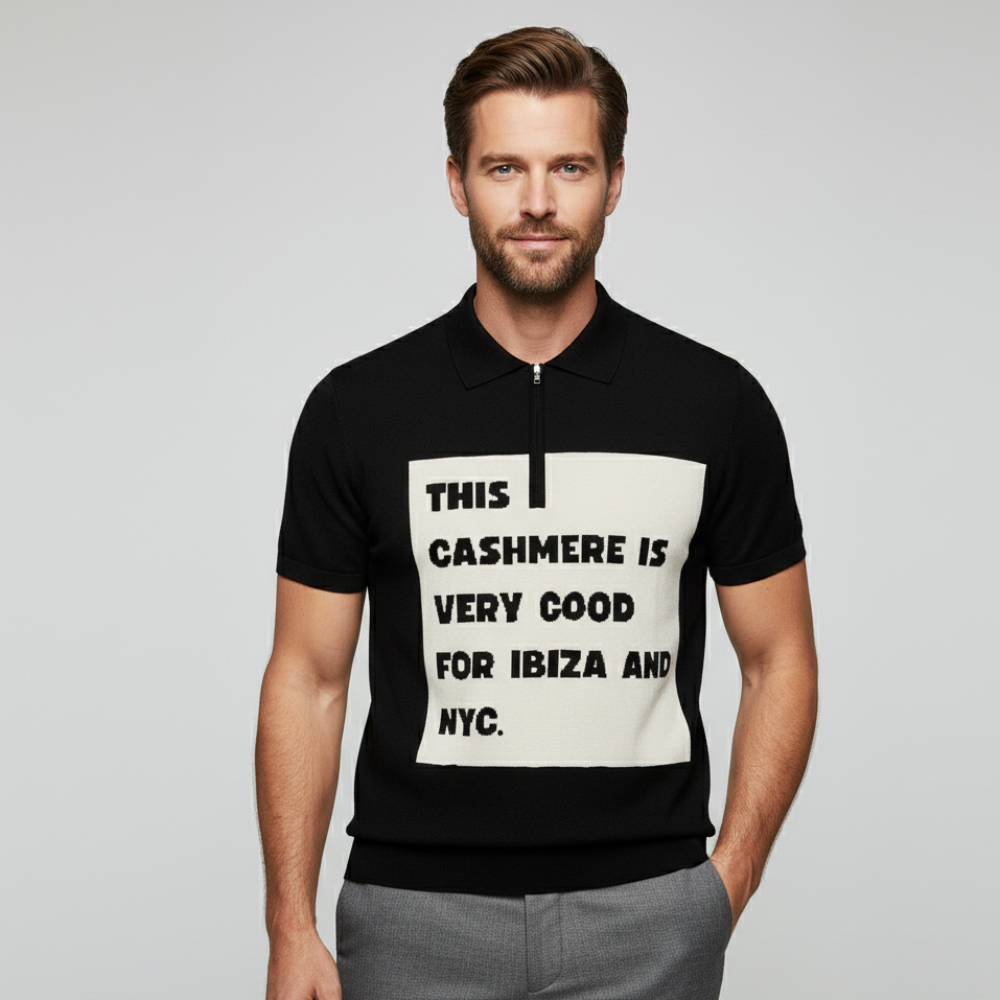 Ibiza Nights Two Tone Half Zip Cashmere Polo Cashmere