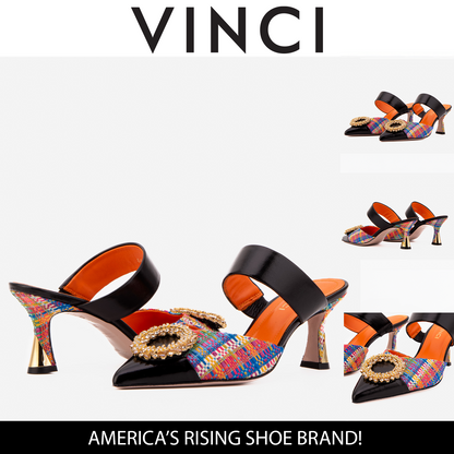 The Valencia Multicolor Leather Women Jewel Heel Mule Sandal