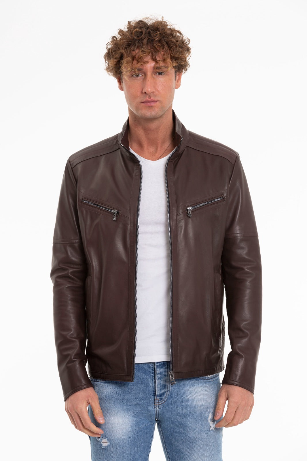Vinci Leather Shoes The Alamo Brown Leather Men Jacket
