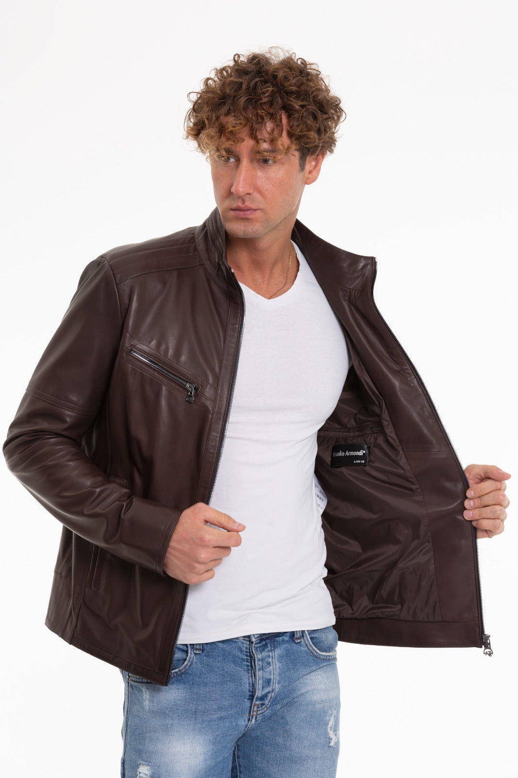 Vinci Leather Shoes The Alamo Brown Leather Men Jacket
