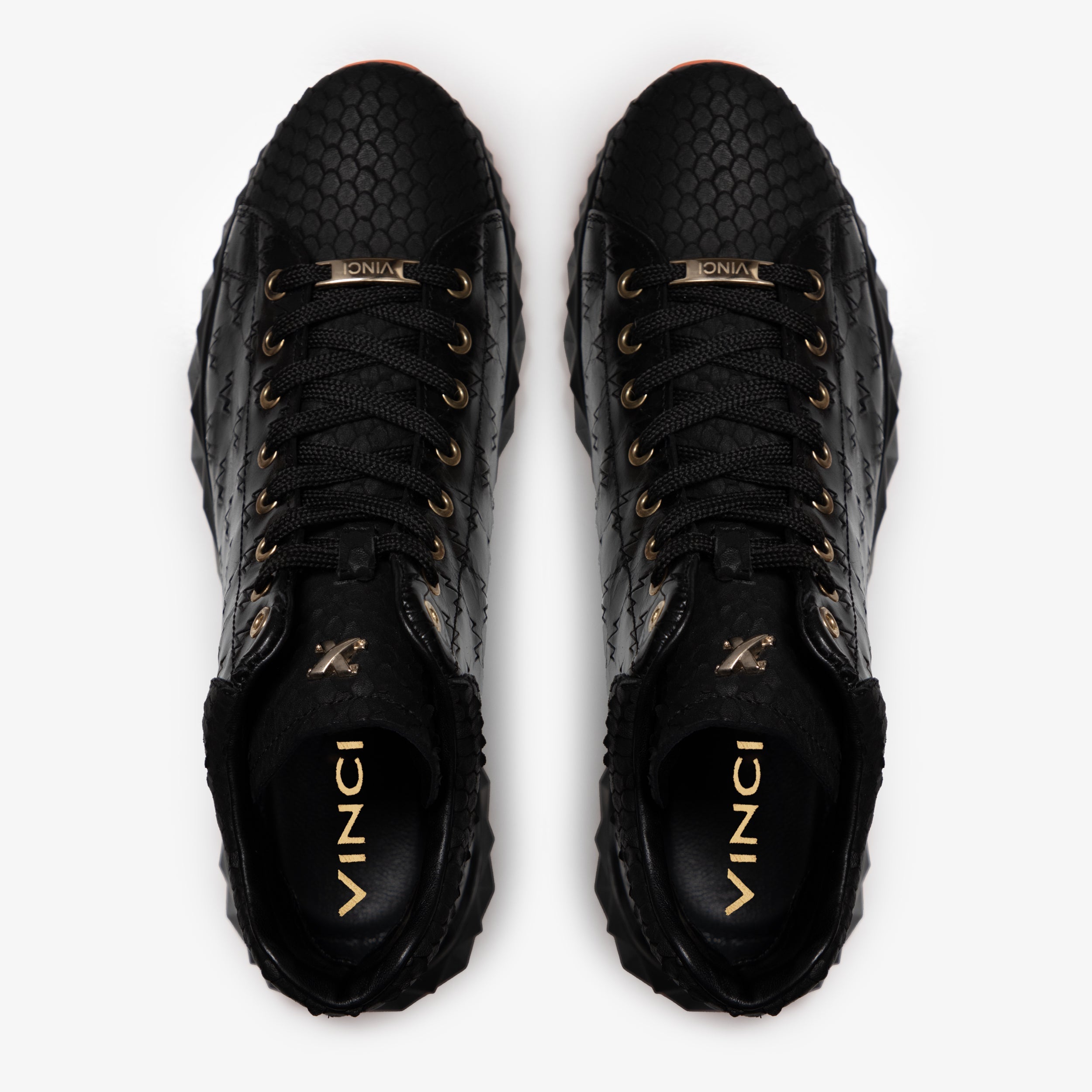 Vinci Leather Shoes The Caesars Black Leather High-Top Men Sneaker