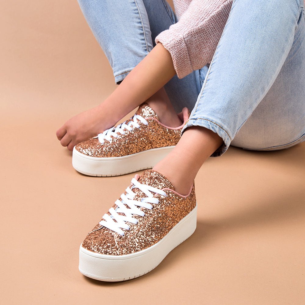 J Adams Shoes Women's Hero | Rose Gold Glitter
